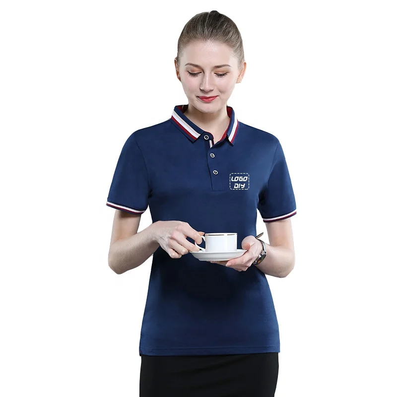 Short Sleeve Cotton Double Collar Polo Shirt Custom Printing