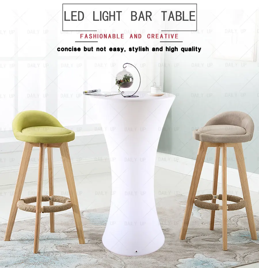 Chargeable Led Light Bar Table Round Night Club Table Square Wedding Party Table Exhibition Desk With Battery Remote
