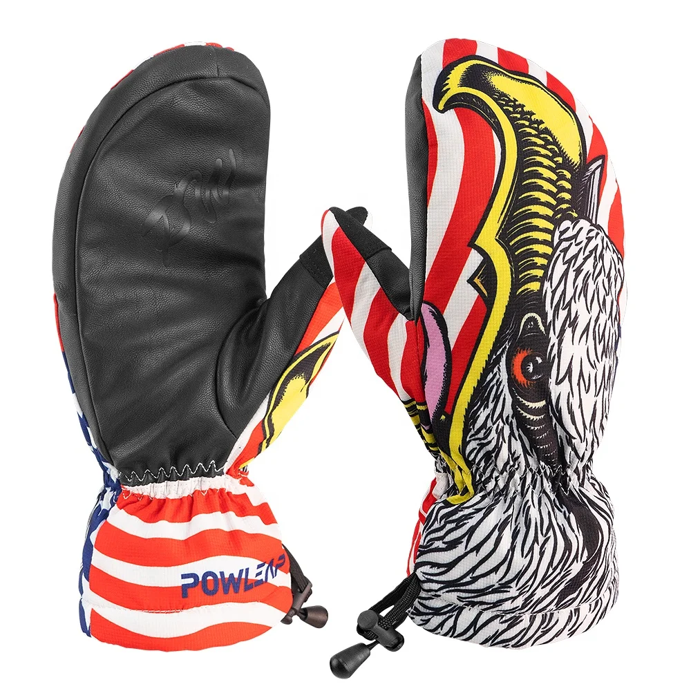 OEM ODM Custom Factory Made Sublimation Printed Waterproof Windproof Ski Gloves/leather Snowboarding Snow Mittens for Men Women