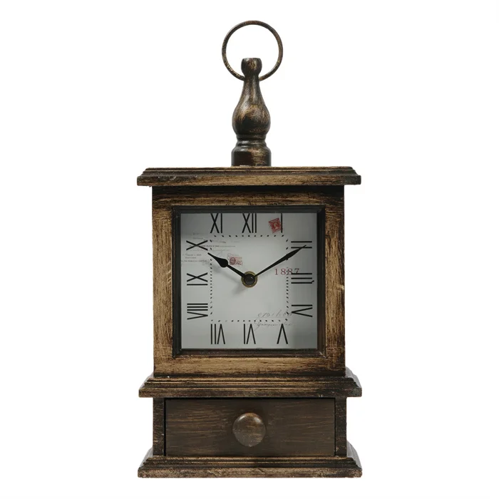 Custom Rustic Table Retro Alarm Clock Vintage Classical Royalty Sitting Room TV Cabinet Desk Antique for Home Decor