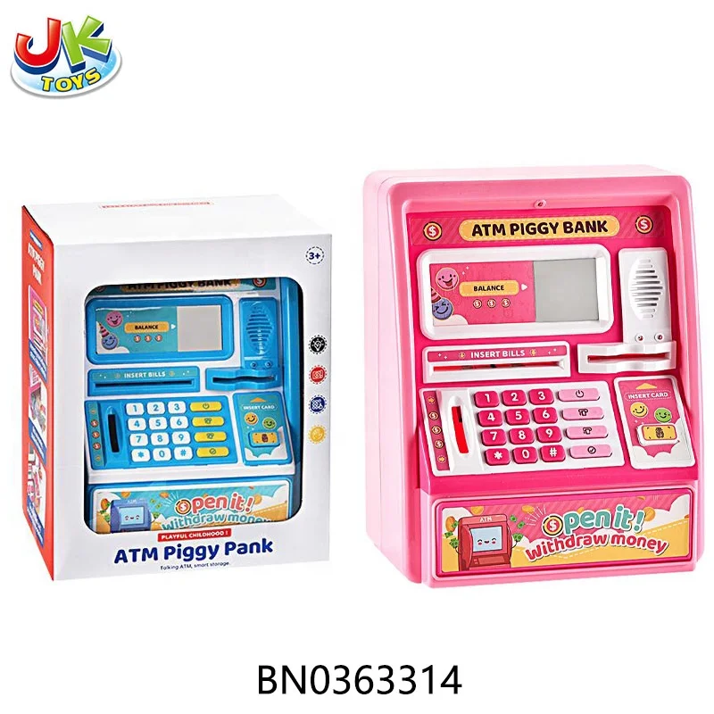 最新の会話貯金箱おもちゃセットプラスチックatmマシンおもちゃギフト