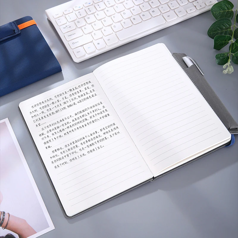 Hot sale pu leather journal notebook with pen bag handmade a5 notebook custom planner agenda