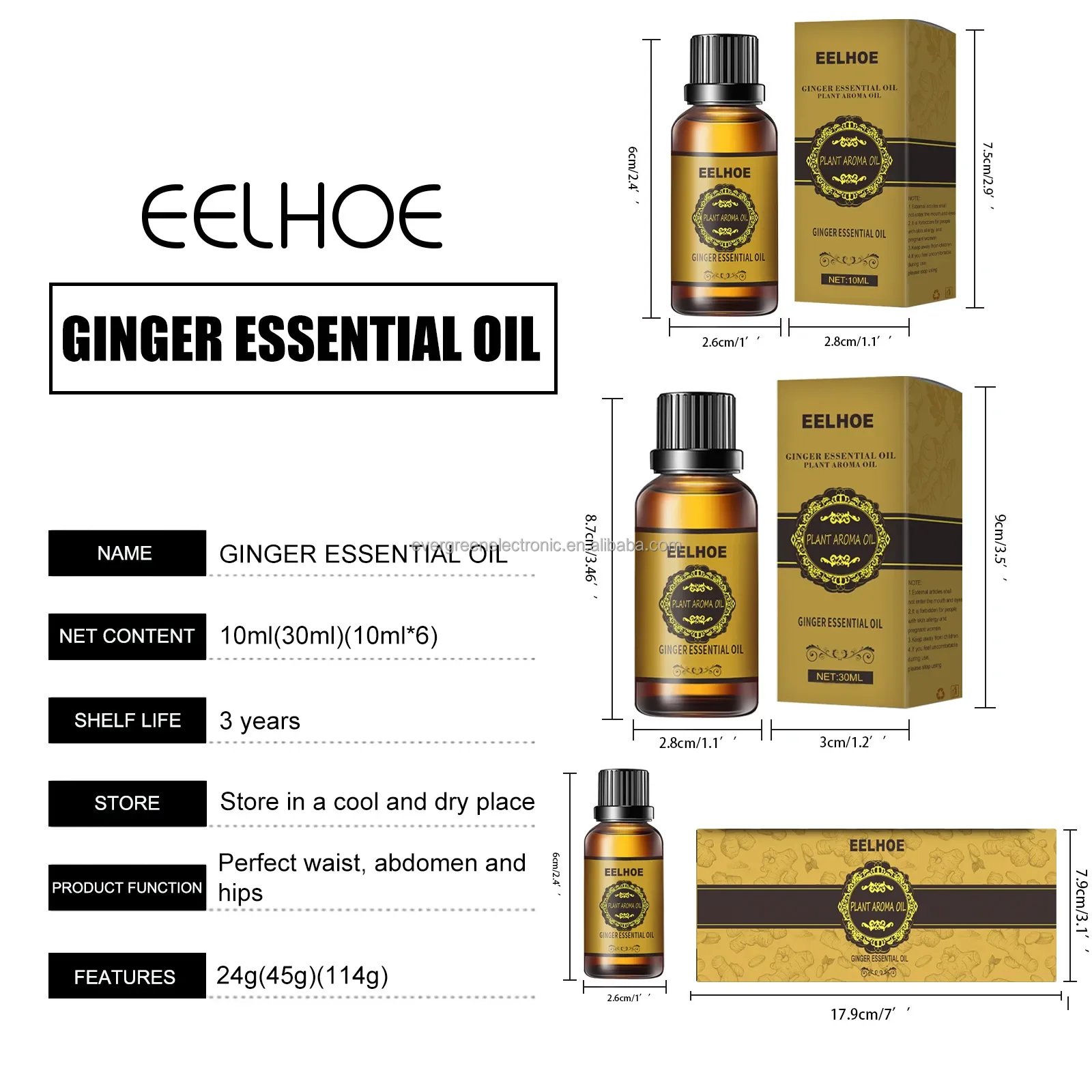 10/30 ml pure ginger essential oil slimming ginger belly drainage oil for fat weight loss