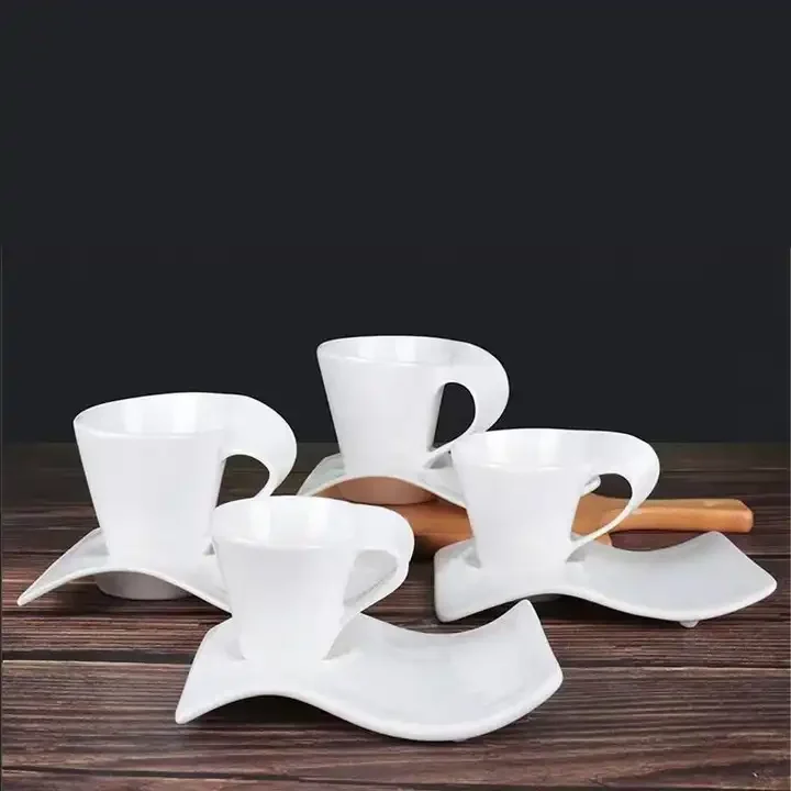 Large Capacity 80ml Ceramic Coffee Mug Plain White 3D Design with Creative Accessories for Home Espresso Water Milk Tea Cup manufacture