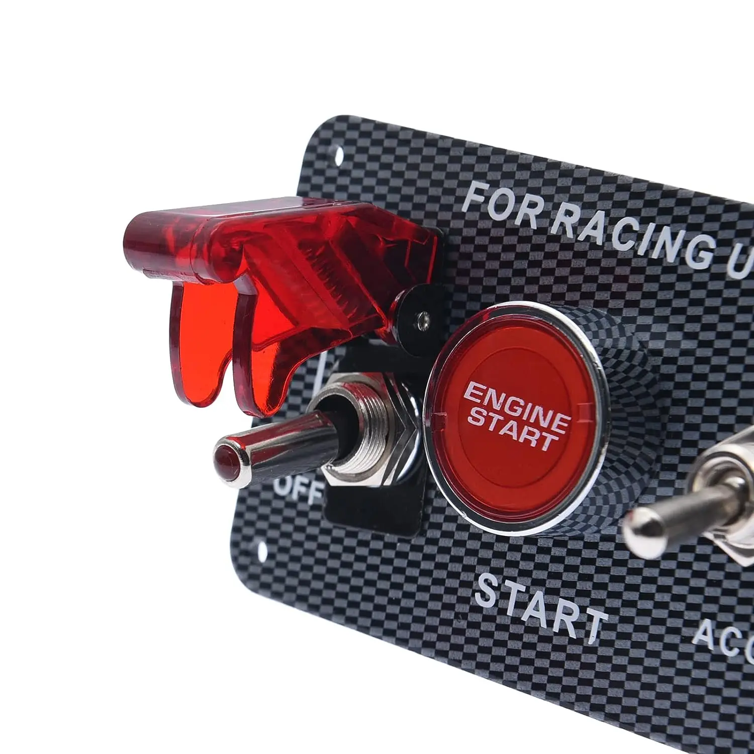 DaierTek 12V Auto Da Corsa Interruttore di Accensione Pannello di Avviamento Del Motore Arresto di Accensione Pulsanti LED Interruttore A Levetta Pannello di Carbonio Per Il Camion  34
