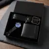 Nero (orologio + portafoglio + cintura + confezione regalo)