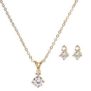 Sterling Silver Necklace Earrings Set Gold Plated Minimalist Jewelry Set Necklace Earrings