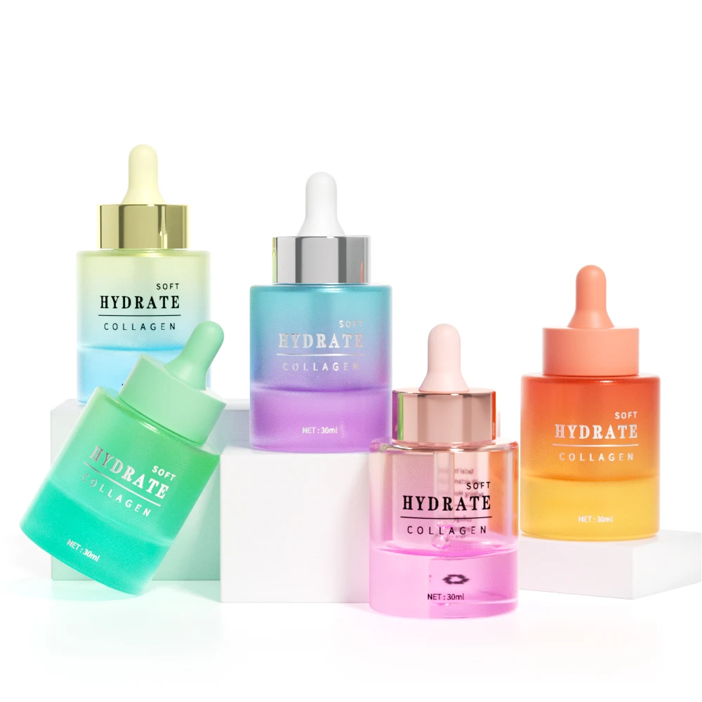 Luxury 1 oz Custom Empty Essential Oil Packaging 30ml 50ml Round Thick Cosmetic Face Serum Glass Dropper Bottle