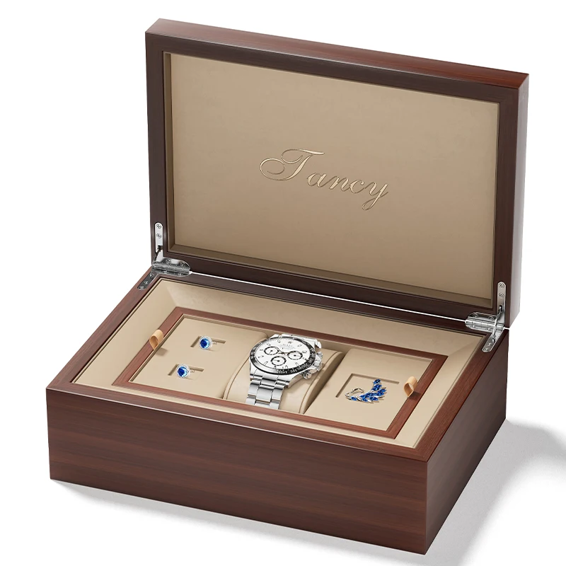 Custom Logo Trademark Wooden Watch Box With Business Card Pu Leather ...