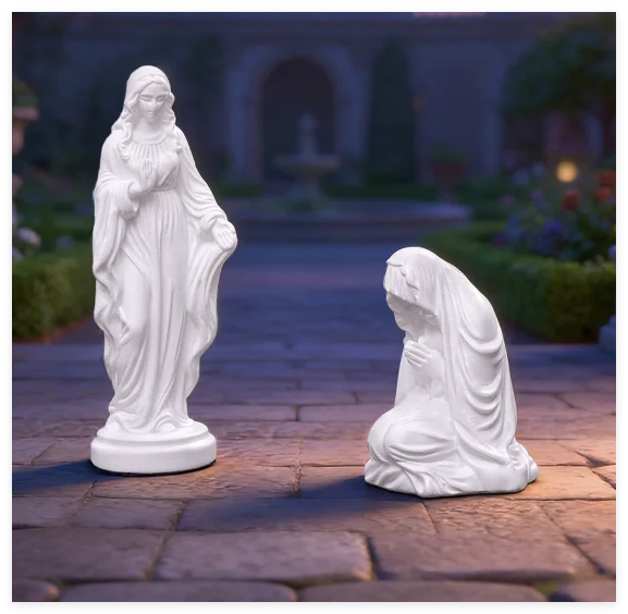 3D Realistic White Virgin Mary Statue Praying Sculpture Christmas fairy Figurine Miniature Garden Baby Angel Figurines Wholesale