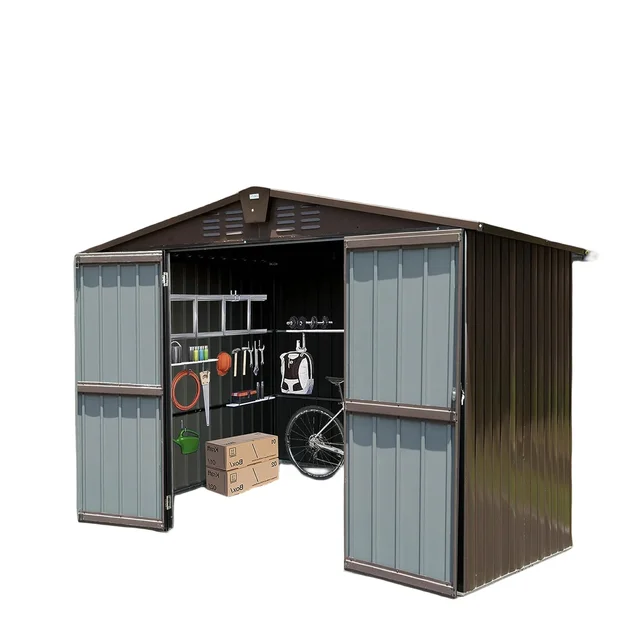 Free Shipping Outdoor Storage Shed 10x8 ft Metal Tool Sheds Storage House with Lockable Double Door