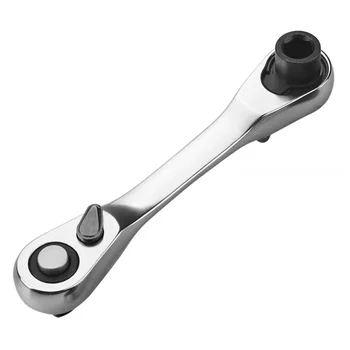 Double headed socket and batch head dual-use mini ratchet wrench with 72 teeth design for more effortless use