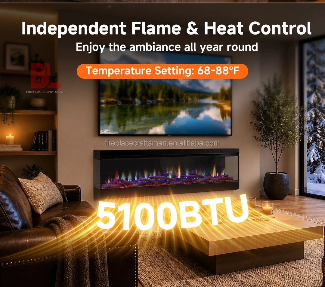 Electric Fireplace, LCD, 3d, Wall - detail 10