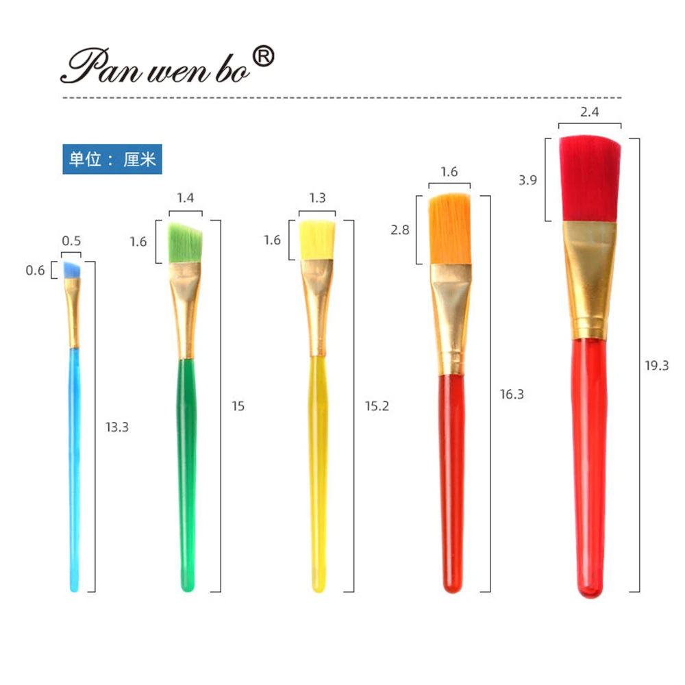 Оптовая продажа набор нейлоновых кистей для рисования с пластиковой ручкой акриловые акварельные художественные Кисти детей 5 шт.