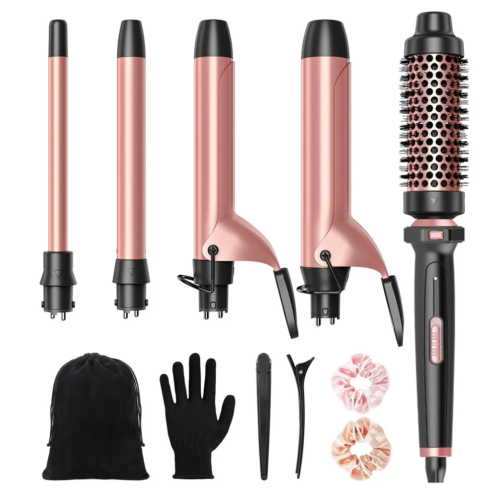 NB Wide Multi Kit Interchangeable Wand Multiple Head Electric Hair Curler Tong Curling Wand 5 in 1 hair styling
