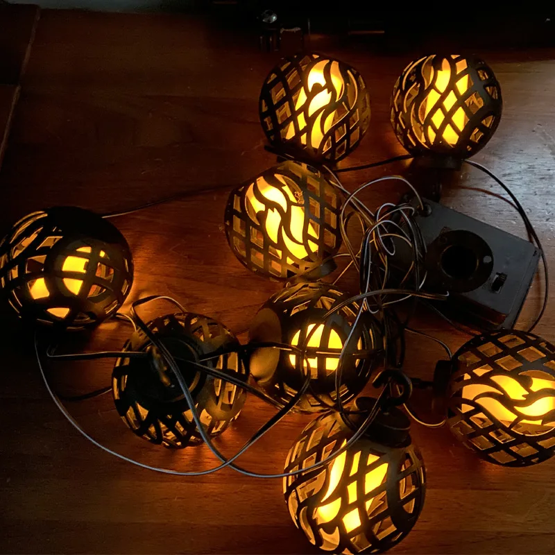 Solar String Lights LED Outdoor Flame String Lights Waterproof Solar Patio Lights with 8 Flame Ball for Patio Garden Gazebo