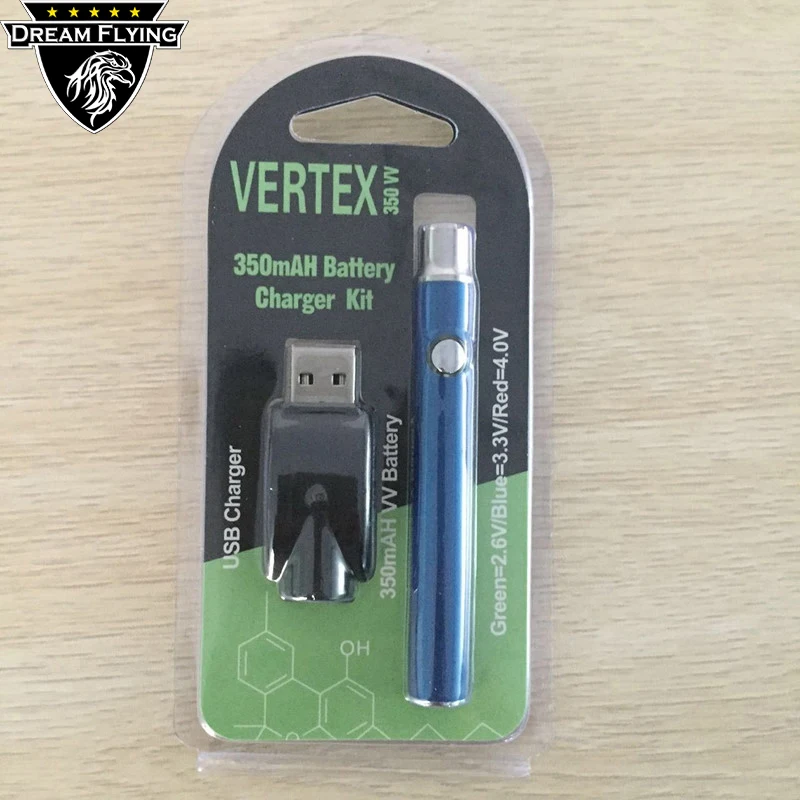 Заводская оптовая продажа 510 резьба 350 мАч контроль напряжения батарея vertex cbd vape pen kit