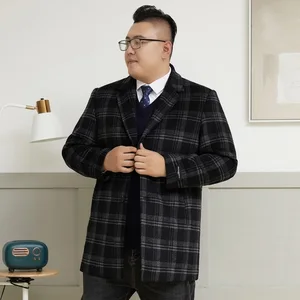 High Quality Wool Plaid Plus Size Trench Winter Trench Coat Men Wool Fur Men Coat
