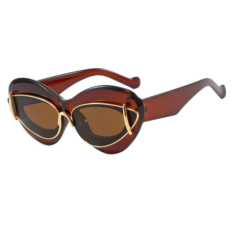 SEA sunglasses BROWN 2025年モデル 2025 Fashion Leopard Cat Eye Sunglasses - Oversize Eyewear