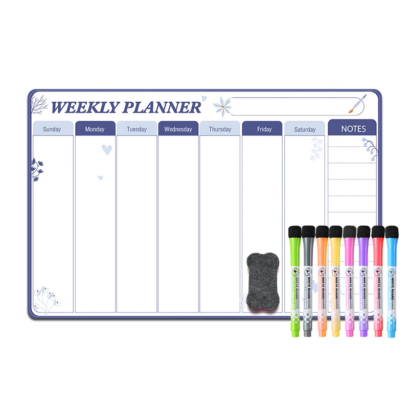 Магнитный сухой стираемый календарь на заказ для холодильника стираемая магнитная доска на холодильник магнитный Еженедельный планировщик белая доска