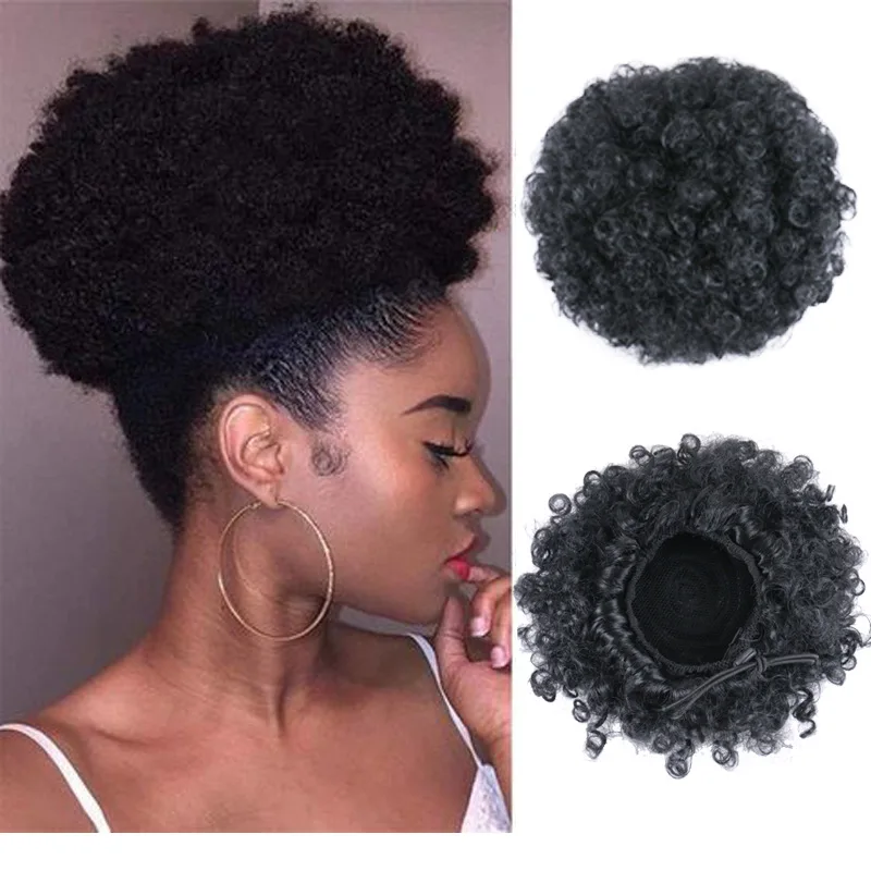LW-74QT волосы булочки афро кудрявый хвост леди женщина вьющиеся стиль; Новинка; Популярные Короткие прямые накладные кудрявые