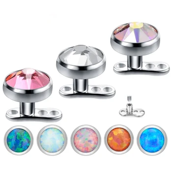 G23 Titanium Internally Threaded Piercing Medusa Jewelry Piercing 16G Anchor Surface Skin Diver Microdermal Gem Body Opal