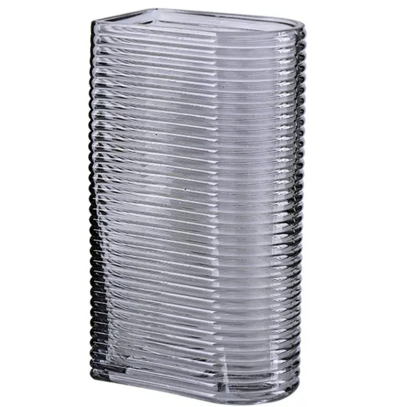 Horizontal Striped Rectangular  Glass Vase