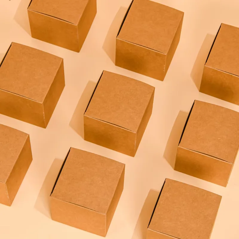 Small Batch Simple Kraft Paper Square Folding Box for Small Packaging ...