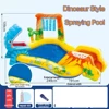 Conjunto de piscina inflable con temática de dinosaurios coloridos