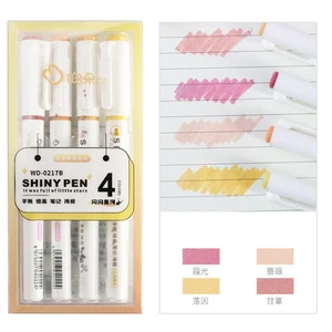 Students School Supply Stationery Set with Light Colors Graffiti Handwritten Pens and Color Key Markers 4 Buyers Highlighters