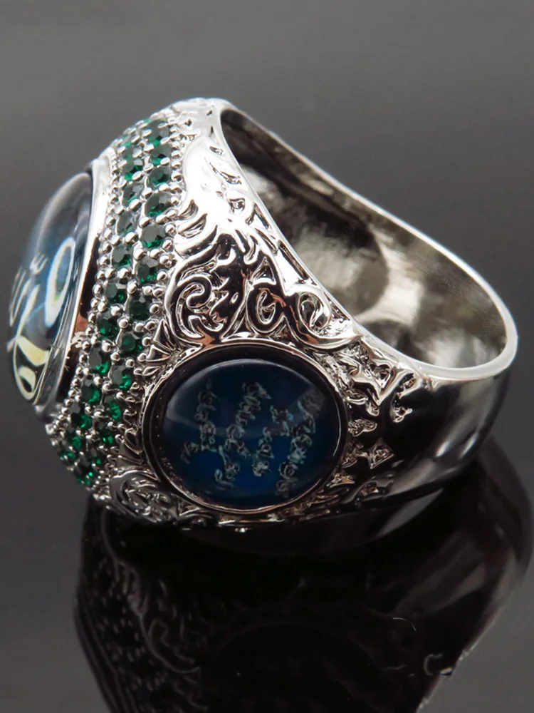 Arabic Scripture Ring Personalized Middle East Turkish Style Diamond Lucky Stone Ring