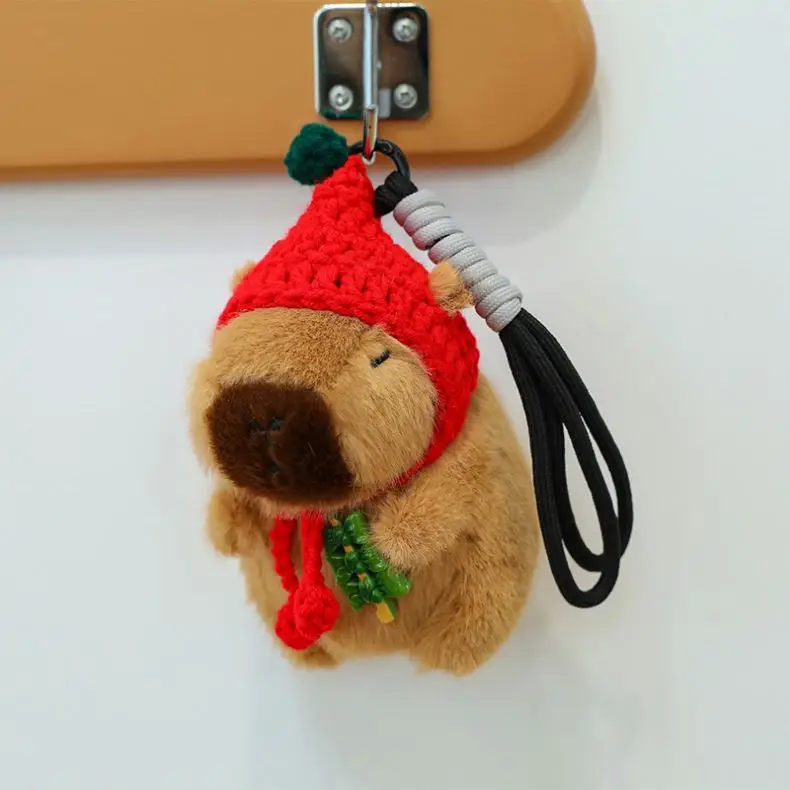 Portachiavi Capybara in Peluche, Portachiavi Capybara | Portachiavi Capybara Morbido,Portachiavi in Peluche Capybara, Giocattolo Realistico in Peluche Capybara, Portachiavi Capybara per Zaino