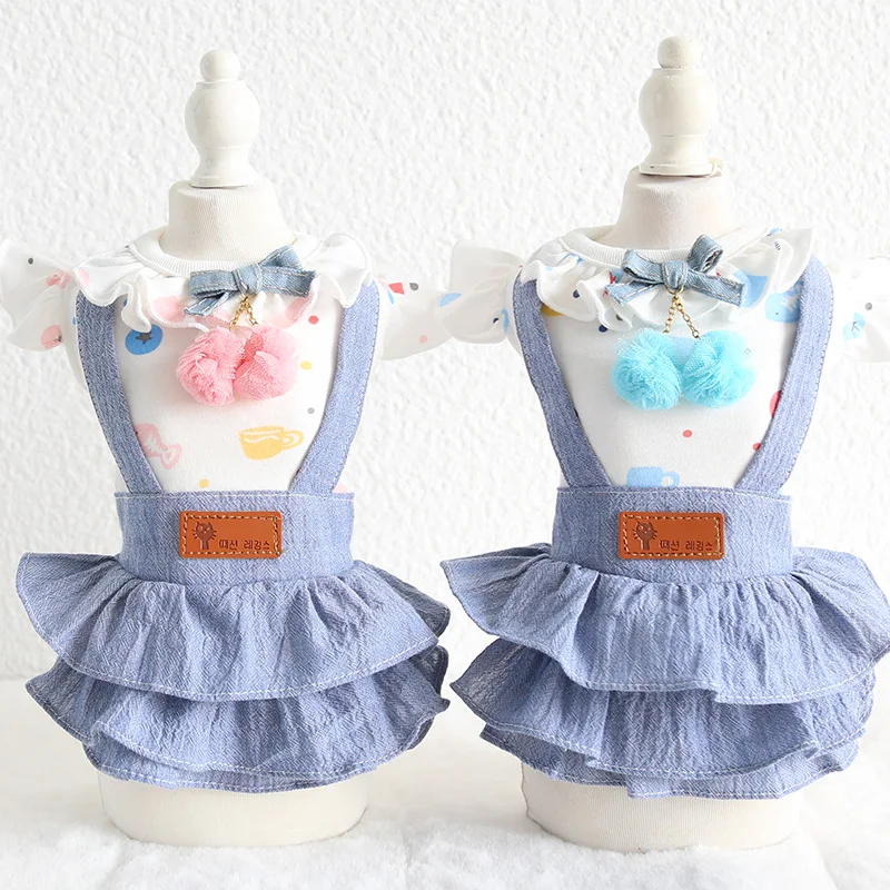 チェリーデニムプリンセス猫犬ドレス服夏ペットコスチューム Buy 犬のドレス 犬服 犬のドレス夏 Product On Alibaba Com