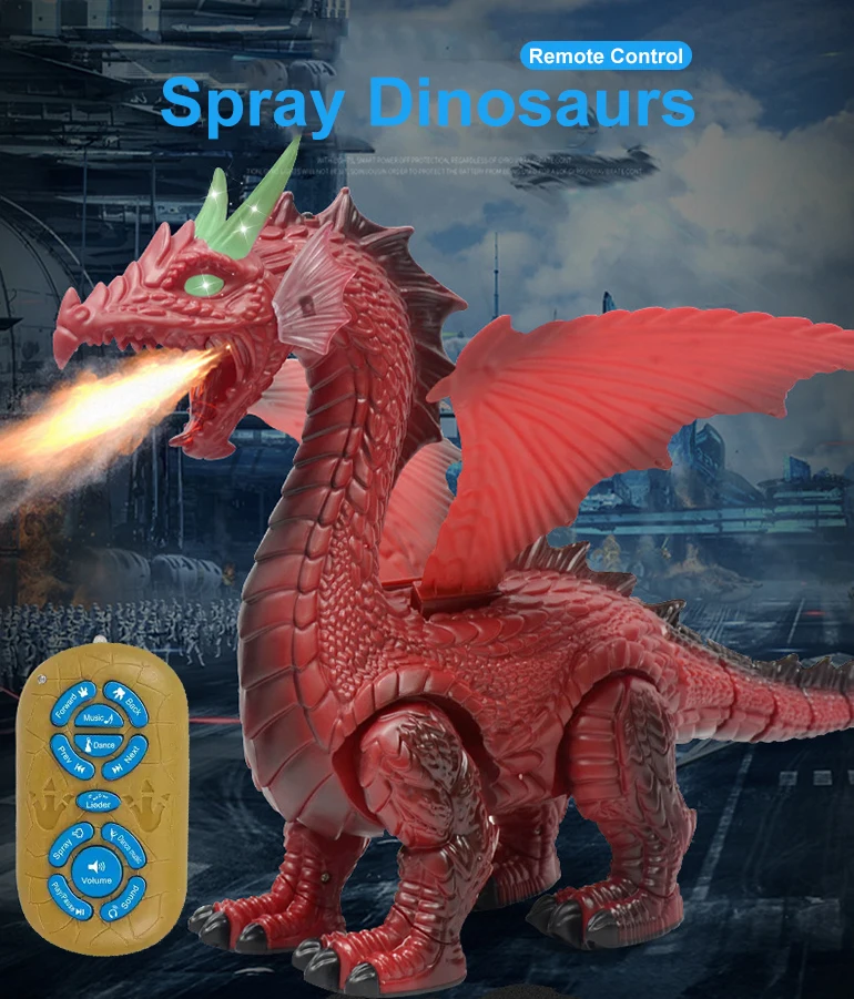 High Quality Plastic Electric Walking Smoke Dragon Toy