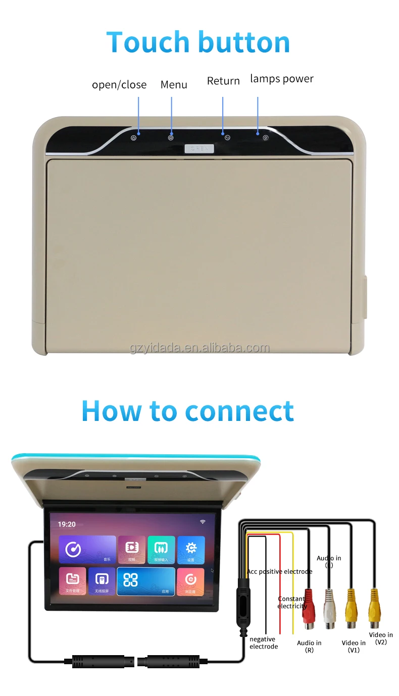 21.5 Inch Car Monitor - Slim Flip down Screen with Android