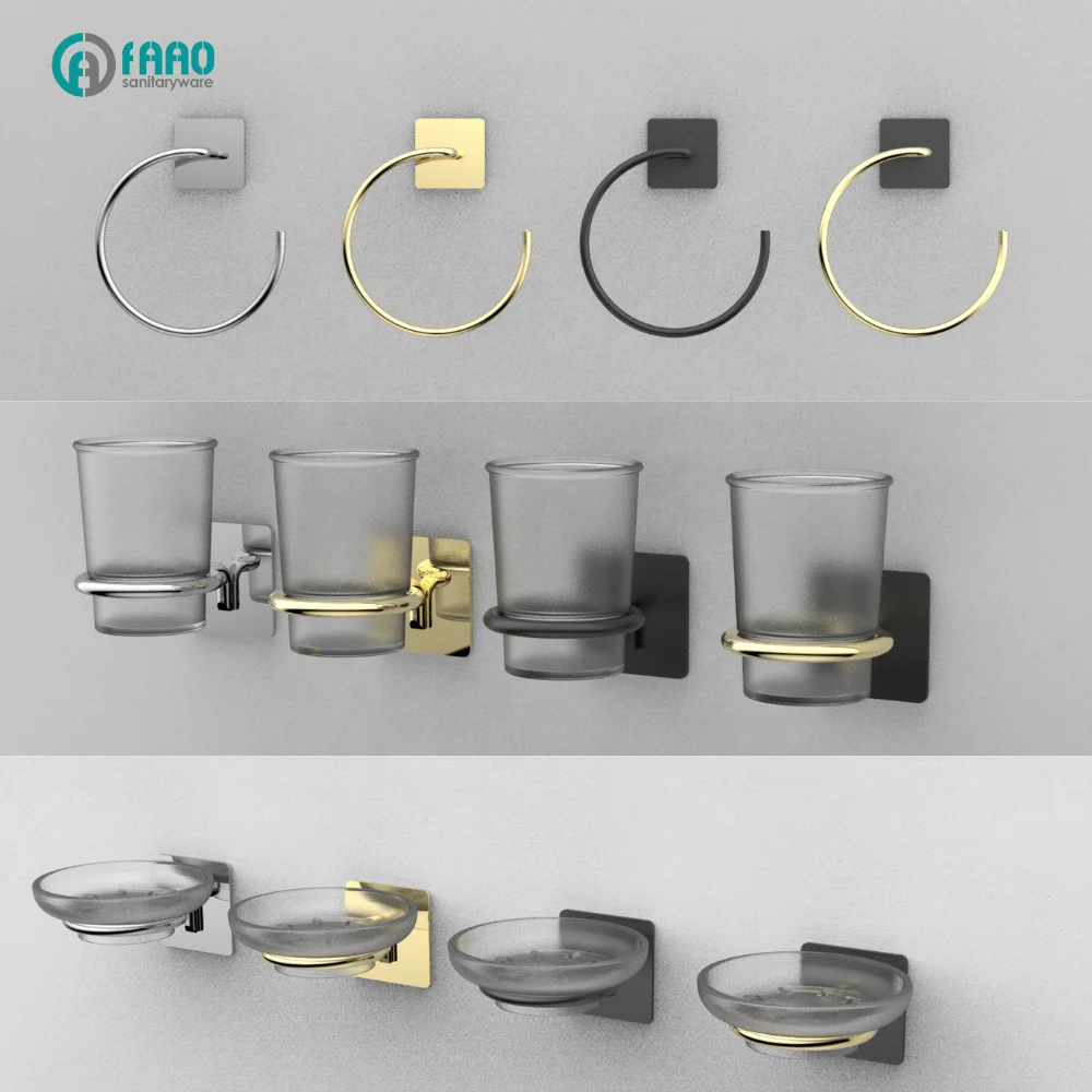 FAAO OEM Modern Accessories Bathroom Decor Luxury Toilet Stainless Steel Bathroom Accessories 6 Pieces Set