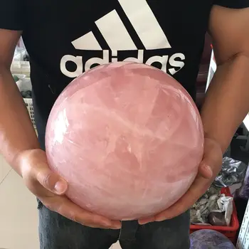 Large size Custom Natural Healing Pink Rose Quartz Magic Crystal Stone Sphere Ball for home decoration
