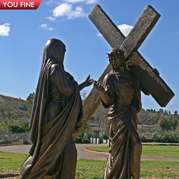 Large Jesus on a Cross Bronze Sculpture Crucifixion Sculpture