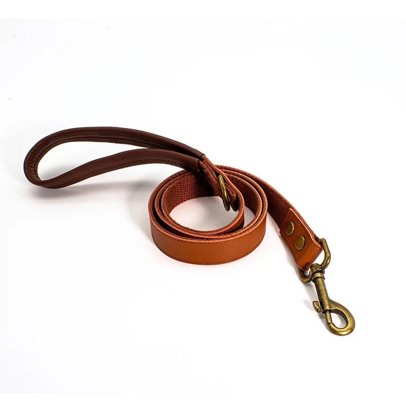Custom Designer Luxury Genuine Leather Pet Collar Lead Rope Real