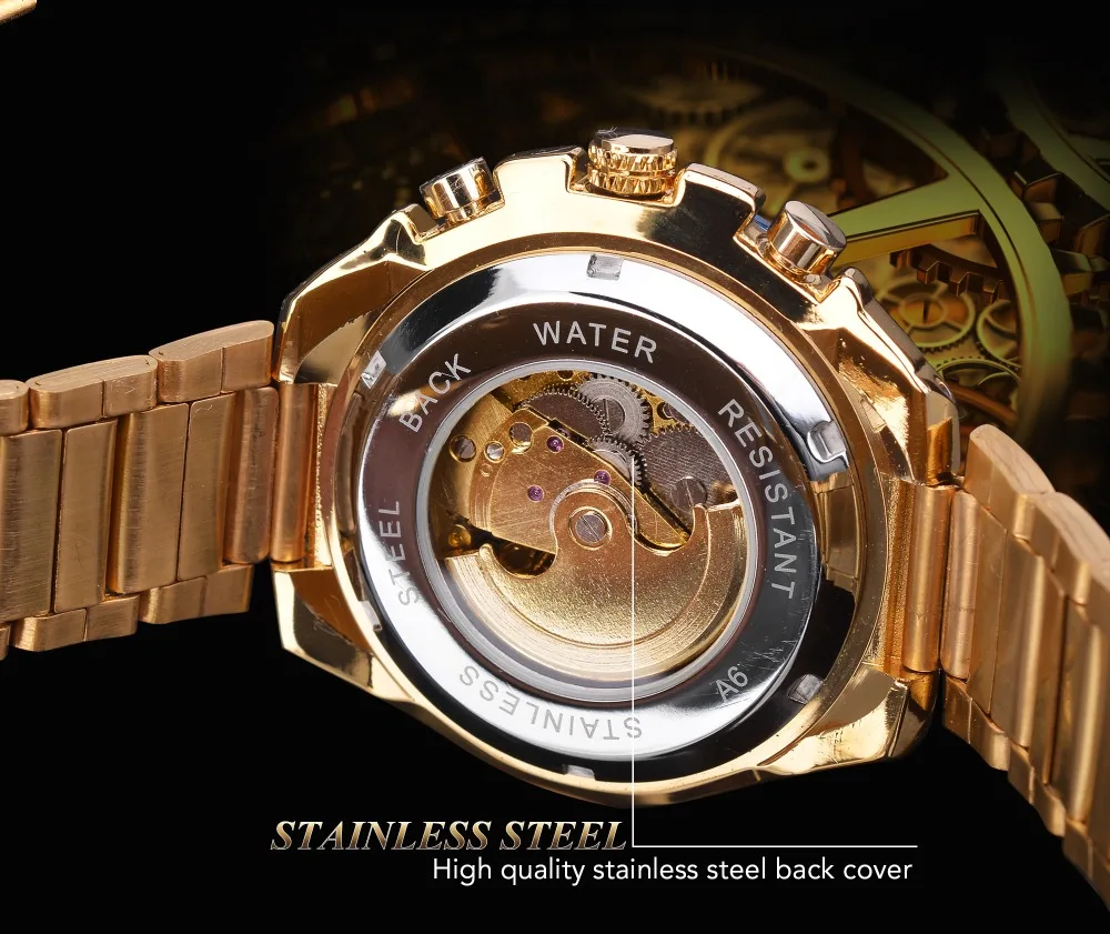 Winner Watch for Men Skeleton Automatic Mens Watches Luxury Waterproof Stainless Steel Mechanical Man Wrist Watch Custom Clock
