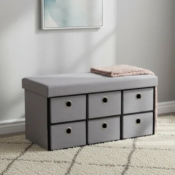 Customized Factory Wholesale New Storage Ottoman with Drawers Storage Ottoman Hot Long Bench with Drawers