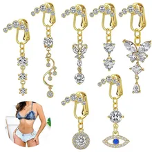 fashion Copper material non-piercing Zircon Body Jewelry Belly button ring for women