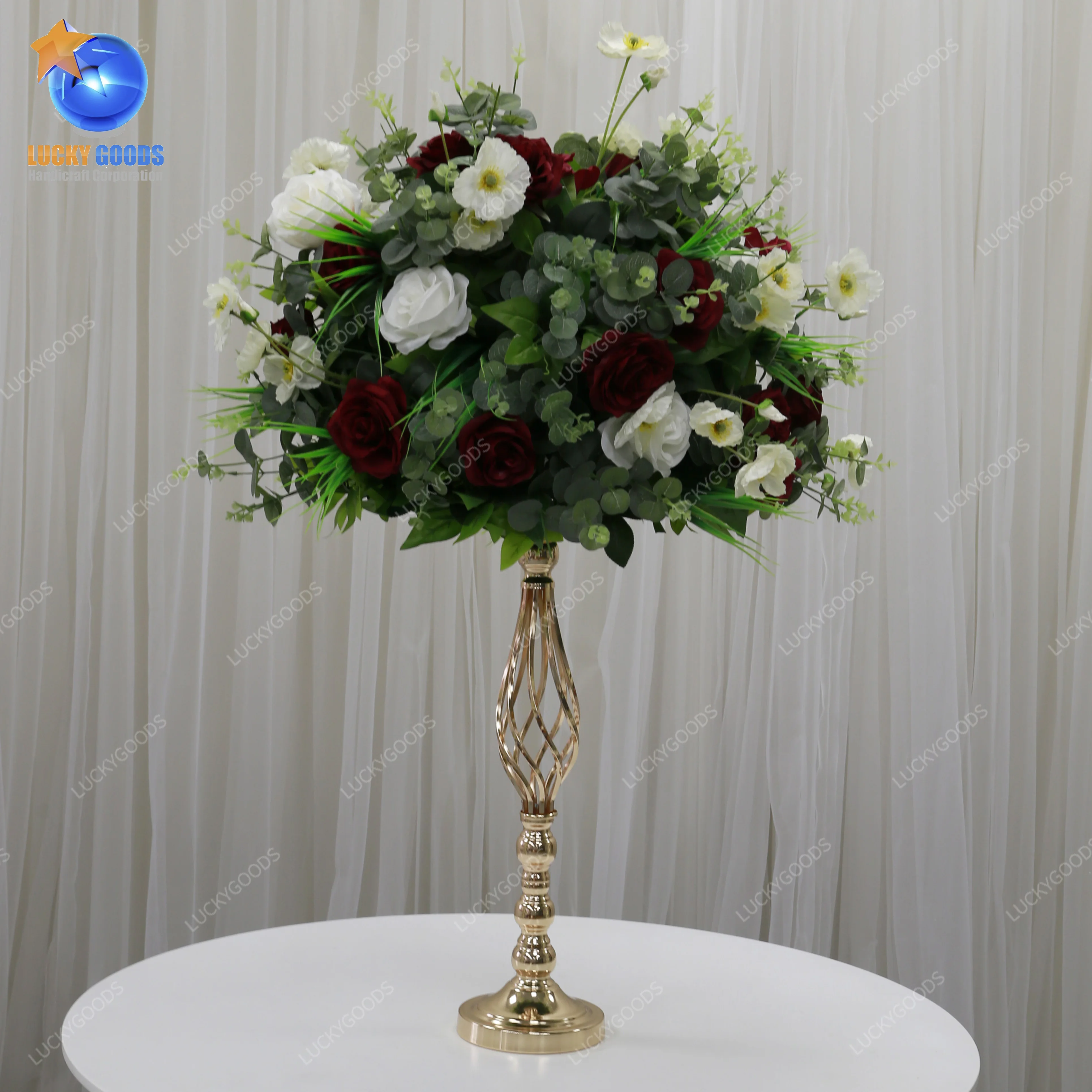 Hj2107151 Metal Gold Wedding Flowers Stands Table Centerpiece