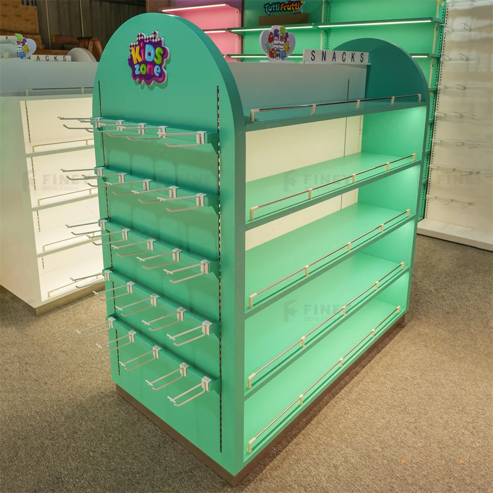 Stone Candy Display Rack Custom Candy Display Racks with LED Lights | Gondola Snack Display ...
