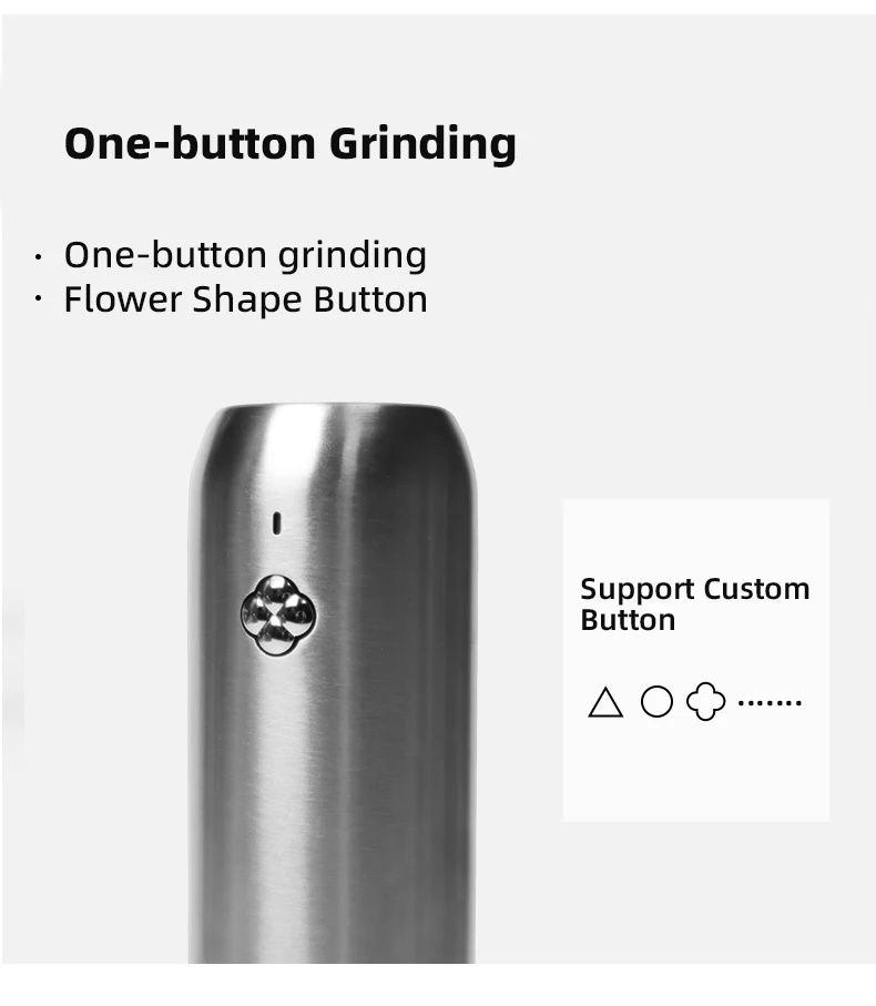 Kitchen Gadgets Metal Flower One Button Control Mini Electric Salt and Pepper Grinder Set Portable Pepper Mill Good for Travel