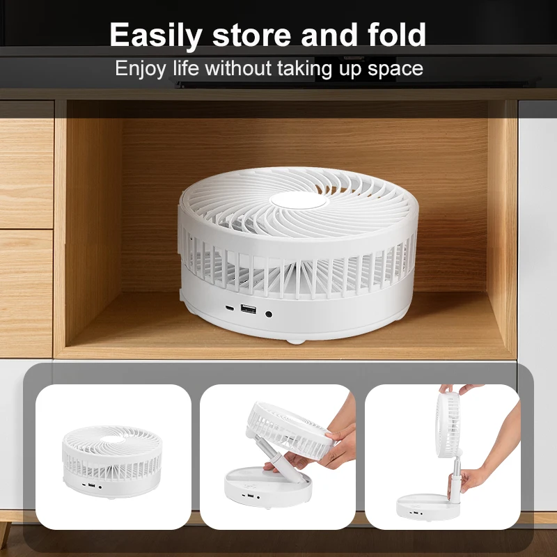 USB Portable Folding Fans Rechargeable 7200mah Folded Fan Smart Electric Desktop Adjustable Height Floor Fan 4.8 Four,four 0.77
