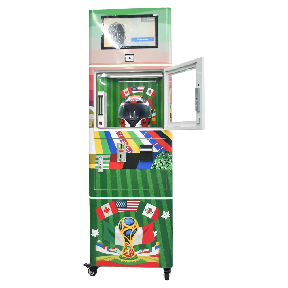 Patent Manufacturer Custom Automatic Commercial Motorcycle Bike Helmet Vendo Dry Cleaning Washing Machine with Wordcup Theme