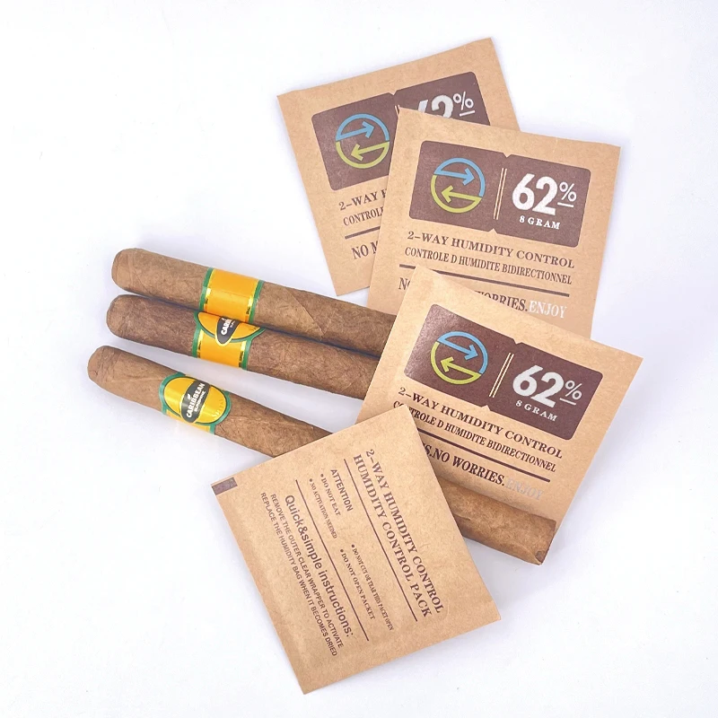 Customizable 1g 8g 60g RH 58% 62% 69% Cigar Tobacco Hemp Herb Humidity Control Curing Bag Boveda 2 Way Humidity Pack for Cigars