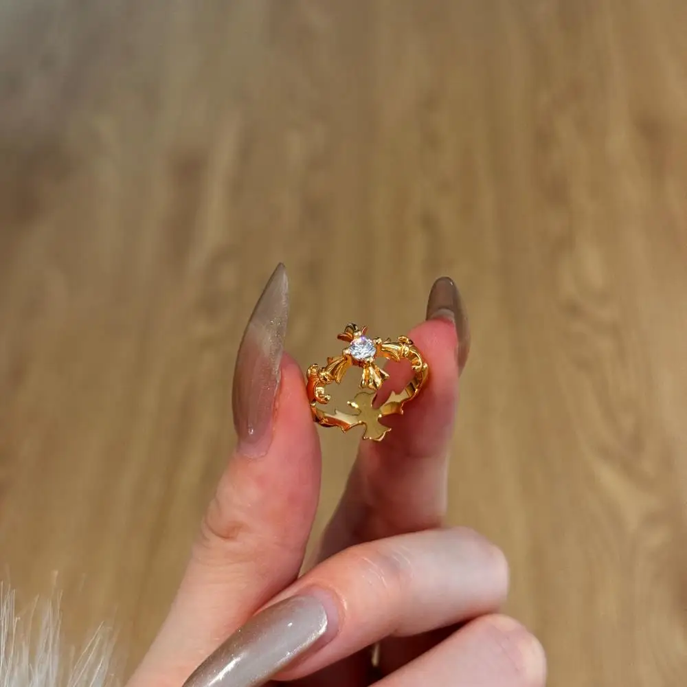KAKODIY New 5A Red Cubic Zirconia Stackable 925 Sterling Silver Gold Plated Ring Jewelry for Women detail 2