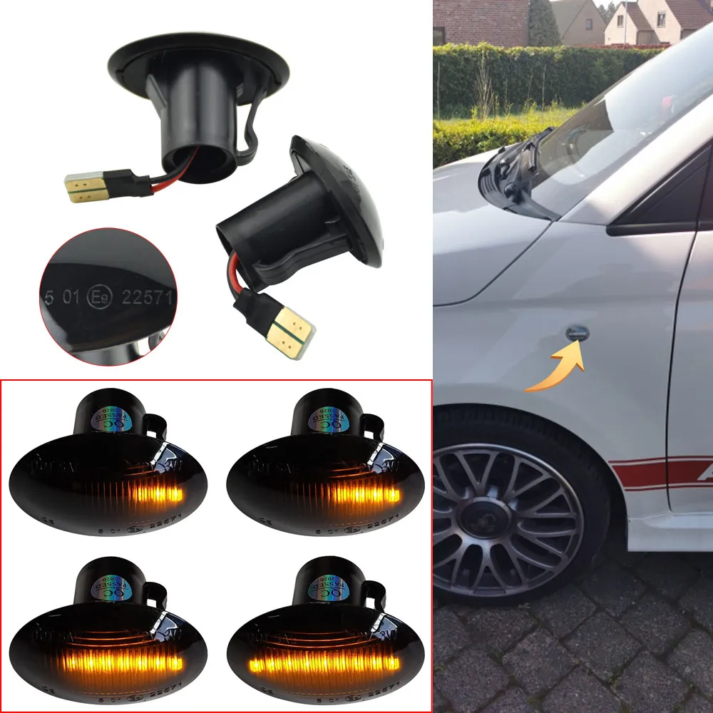 2pcs Led Dynamic Side Marker Turn Signal Light For Fiat 500 Ford